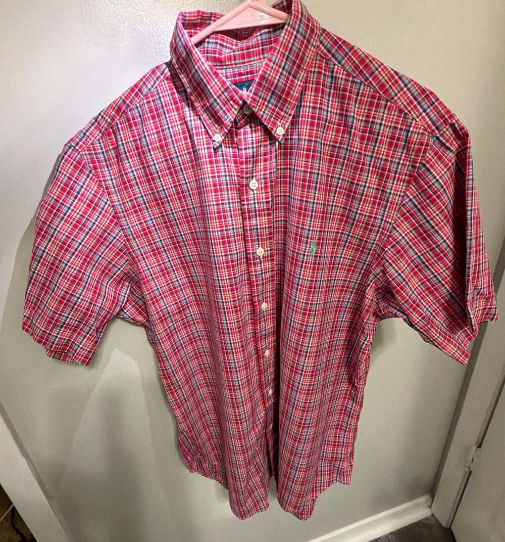 Ralph Lauren Mens M Classic Fit Plaid Short Sleeve Button Down Polo Pony Shirt